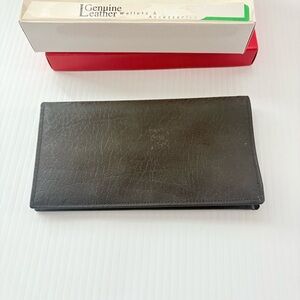 NWT Vintage Genuine Leather Black Check Book Wallet in Box Wallet Only